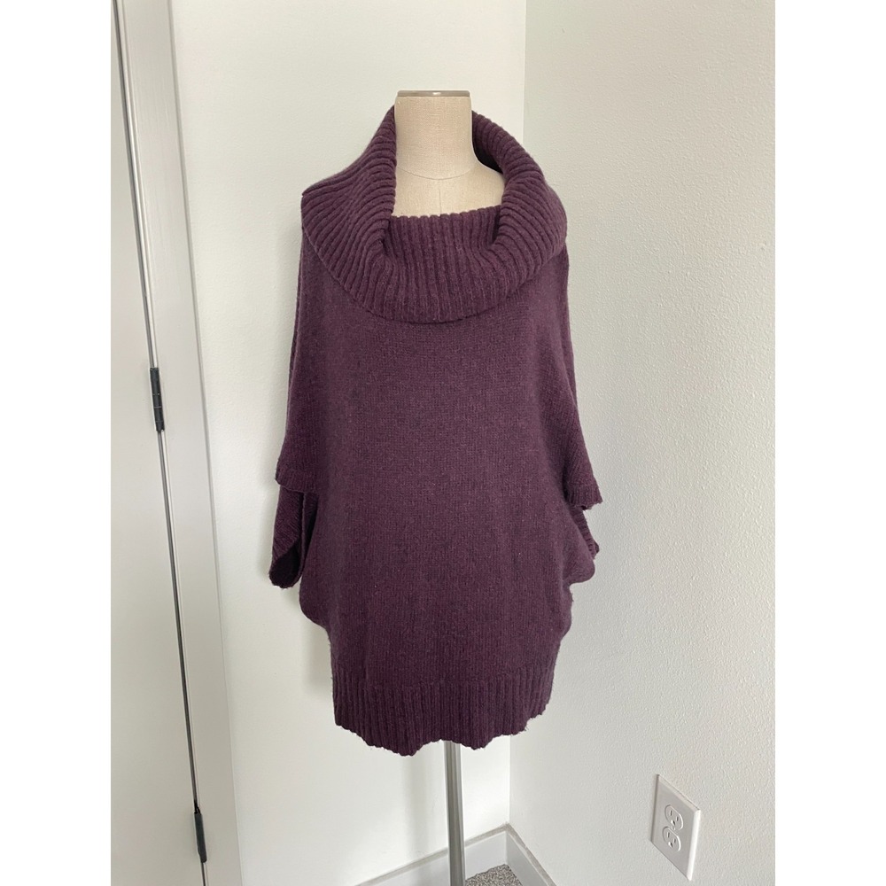 Eileen Fisher Sweater Women L Purple Wool Baby Camel Dolman Cowl Neck Quiet Luxe